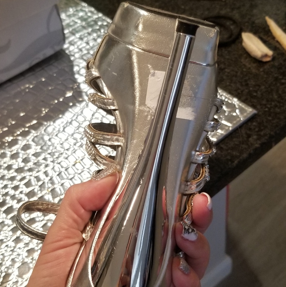 Silver Rhinestone Party Platform heels - Picture 4 of 4